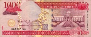 Купюра в 1000 доминиканских песо. Лицевая сторона