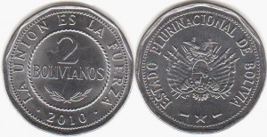 монета боливии 2 боливиано