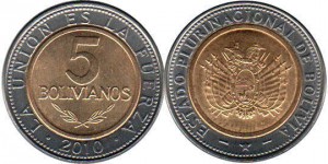 монета боливии 5 боливиано
