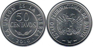 монета боливии 50 сентаво
