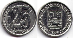 монета венесуэлы 25 сентимо