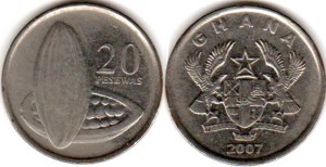 монета ганы 20 песев