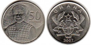 монета ганы 50 песев
