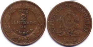 монета гондураса 2 сентаво