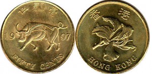 монета гонконга 50 центов