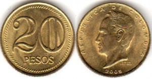 монета колумбии 20песо5