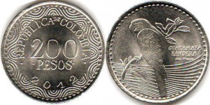 монета колумбии 200песо