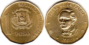 монета 1 доминиканский песо