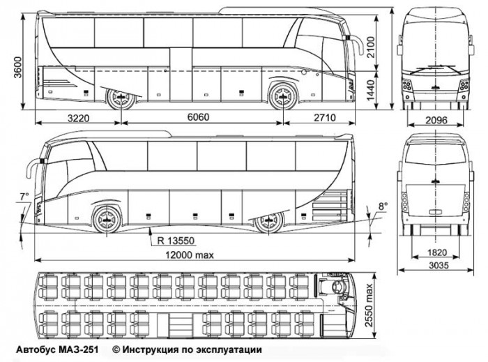 Схема туристического автобуса