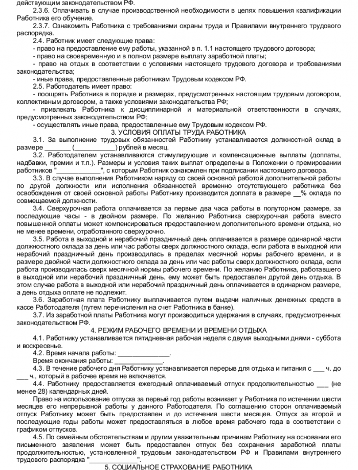 Трудовой договор с техническим директором - скачать образец, бланк ...