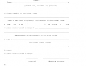 Справка об освобождении подозреваемого образец