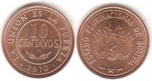 монета боливии 10 сентаво