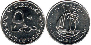 монета катара 50 дирхамов