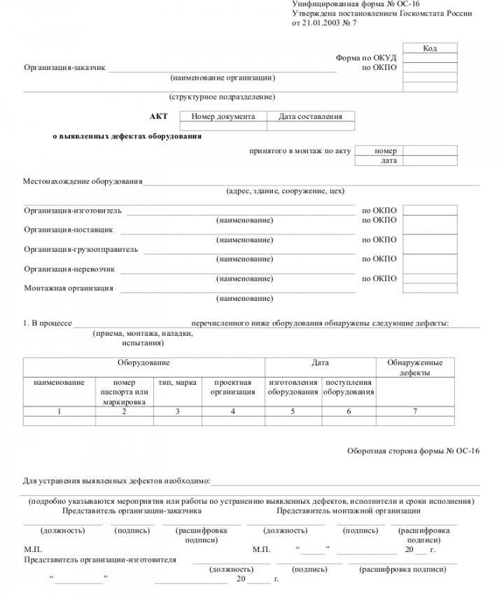 Акт комплектации оборудования образец