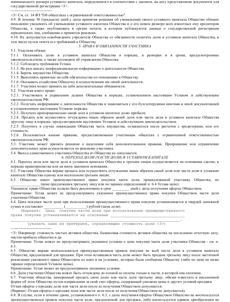 Проект устава акционерного общества или общества с ограниченной ответственностью