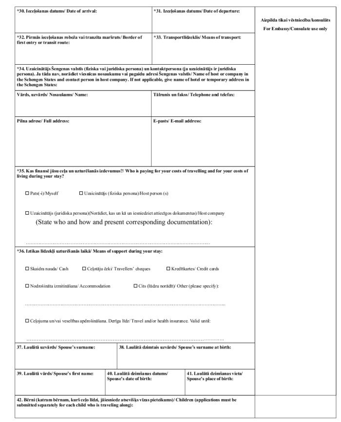 Заявление на шенгенскую визу - скачать образец, бланк. Пример формы шаблона