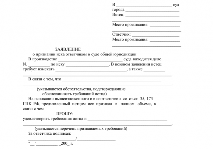 иск от представителя истца образец