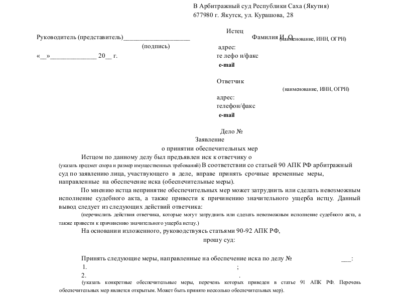 Образец ходатайство об обеспечении иска гпк
